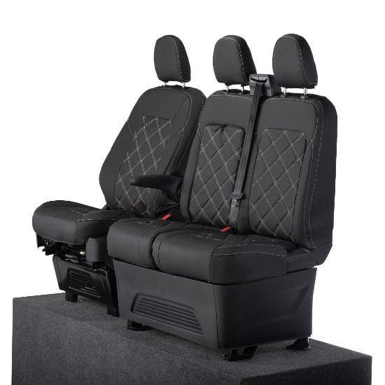 Picture of UK Custom Covers Ford Transit Custom Seat Covers Tailored Leatherette (2023+) - Double Bentley Stitch | SC1273B
