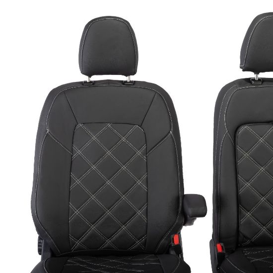 Picture of UK Custom Covers Ford Transit Custom Seat Covers Tailored Leatherette (2023+) - Double Bentley Stitch | SC1273B