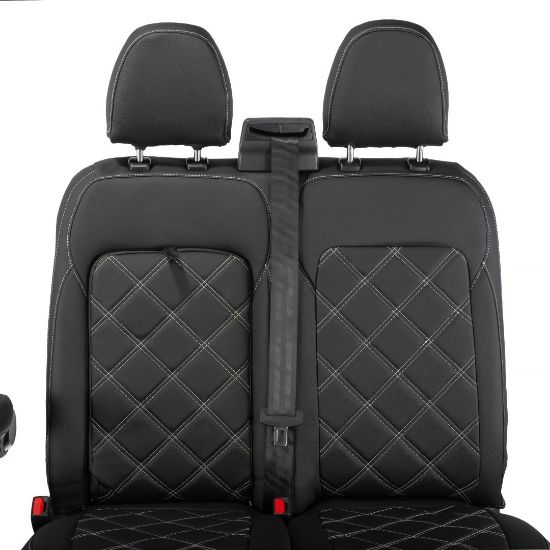 Picture of UK Custom Covers Ford Transit Custom Seat Covers Tailored Leatherette (2023+) - Double Bentley Stitch | SC1273B