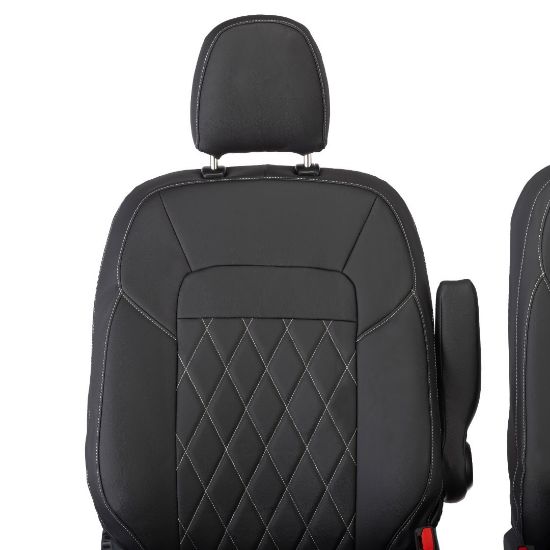 Picture of UK Custom Covers Ford Transit Custom Seat Covers Tailored Leatherette (2023+) - Single Bentley Stitch | SC1274B