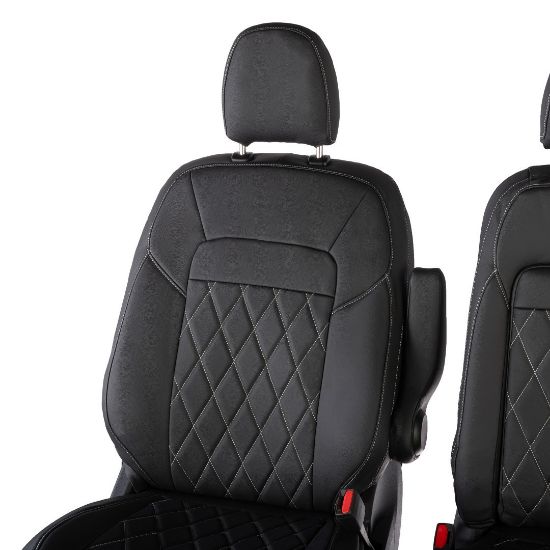Picture of UK Custom Covers Ford Transit Custom Seat Covers Tailored Leatherette (2023+) - Single Bentley Stitch | SC1274B