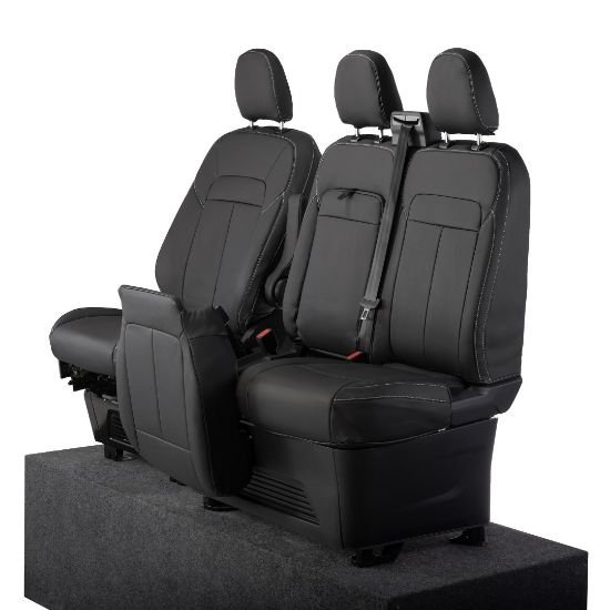 Picture of UK Custom Covers Ford Transit Custom Seat Covers Tailored Leatherette (2023+) - Block Stitch | SC1275B