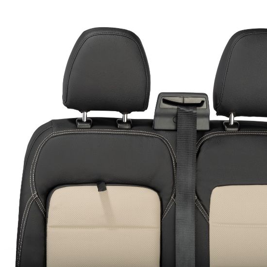 Picture of UK Custom Covers Ford Transit Custom Seat Covers Tailored Leatherette (2023+) - Block Stitch - 2 Tone (Black with Cream) | SC1276B