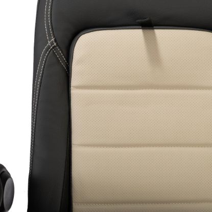 Picture of UK Custom Covers Ford Transit Custom Seat Covers Tailored Leatherette (2023+) - Block Stitch - 2 Tone (Black with Cream) | SC1276B