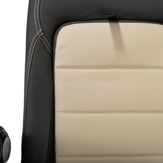 Picture of UK Custom Covers Ford Transit Custom Seat Covers Tailored Leatherette (2023+) - Block Stitch - 2 Tone (Black with Cream) | SC1276B