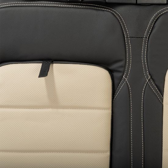 Picture of UK Custom Covers Ford Transit Custom Seat Covers Tailored Leatherette (2023+) - Block Stitch - 2 Tone (Black with Cream) | SC1276B
