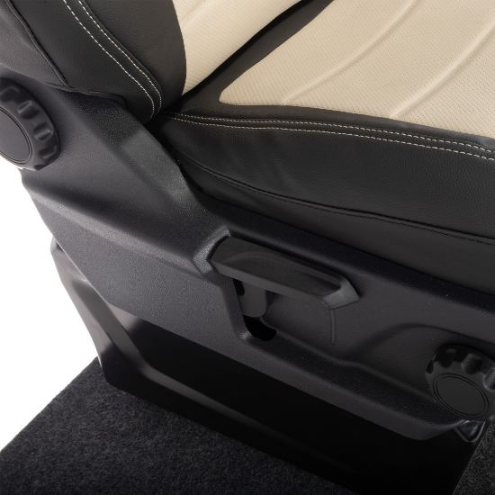 Picture of UK Custom Covers Ford Transit Custom Seat Covers Tailored Leatherette (2023+) - Block Stitch - 2 Tone (Black with Cream) | SC1276B