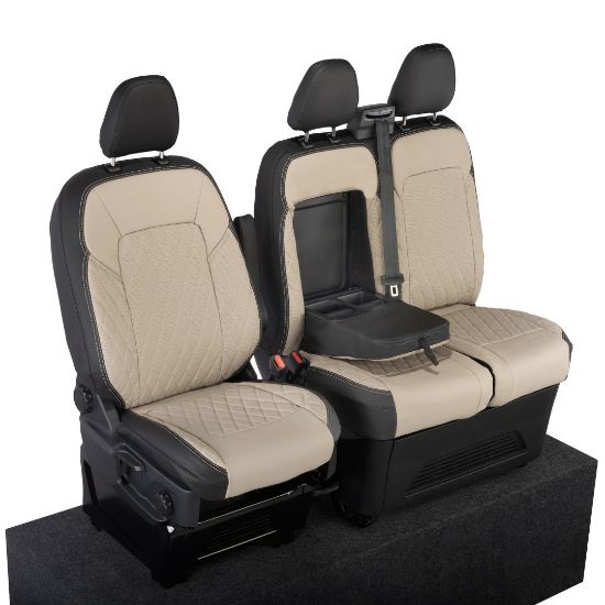 Picture of UK Custom Covers Ford Transit Custom Seat Covers Tailored Leatherette (2023+) - Diamond - 2 Tone | SC1277B