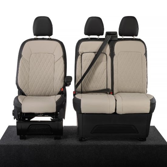 Picture of UK Custom Covers Ford Transit Custom Seat Covers Tailored Leatherette (2023+) - Diamond - 2 Tone | SC1277B