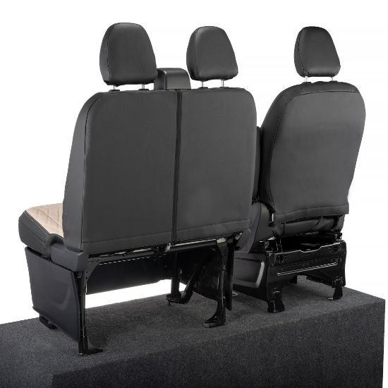 Picture of UK Custom Covers Ford Transit Custom Seat Covers Tailored Leatherette (2023+) - Diamond - 2 Tone | SC1277B