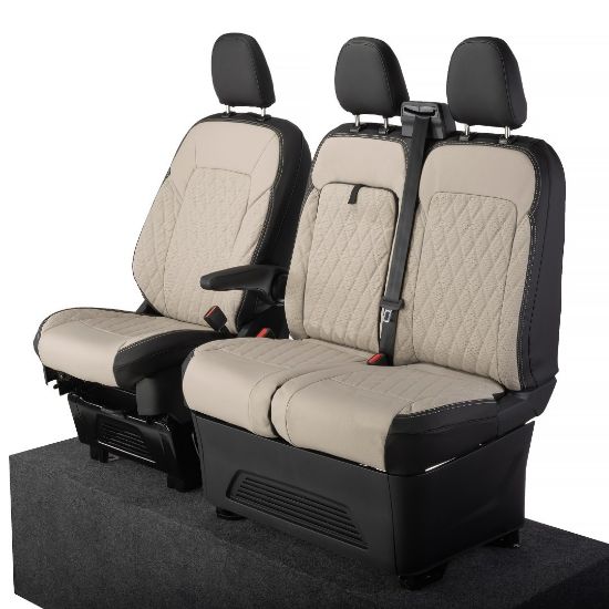 Picture of UK Custom Covers Ford Transit Custom Seat Covers Tailored Leatherette (2023+) - Diamond - 2 Tone | SC1277B
