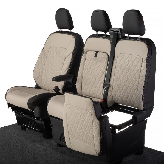 Picture of UK Custom Covers Ford Transit Custom Seat Covers Tailored Leatherette (2023+) - Diamond - 2 Tone | SC1277B