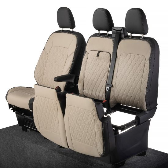 Picture of UK Custom Covers Ford Transit Custom Seat Covers Tailored Leatherette (2023+) - Diamond - 2 Tone | SC1277B