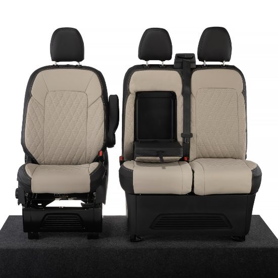 Picture of UK Custom Covers Ford Transit Custom Seat Covers Tailored Leatherette (2023+) - Diamond - 2 Tone | SC1277B