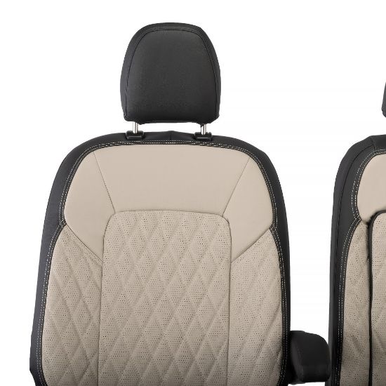 Picture of UK Custom Covers Ford Transit Custom Seat Covers Tailored Leatherette (2023+) - Diamond - 2 Tone | SC1277B