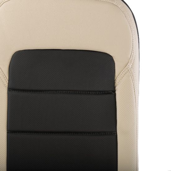 Picture of UK Custom Covers Ford Transit Custom Seat Covers Tailored Leatherette (2023+) - Block Stitch - 2 Tone (Cream with Black) | SC1278B