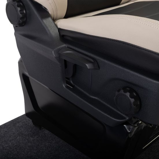 Picture of UK Custom Covers Ford Transit Custom Seat Covers Tailored Leatherette (2023+) - Block Stitch - 2 Tone (Cream with Black) | SC1278B