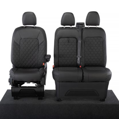 UK Custom Covers Ford Transit Custom Seat Covers Tailored Leatherette (2023+) - Honeycomb Stitch