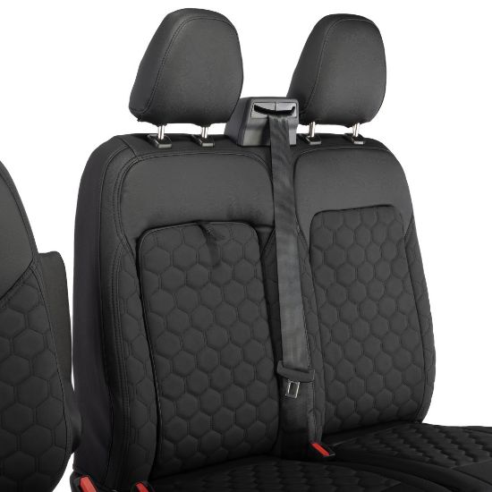 Picture of UK Custom Covers Ford Transit Custom Seat Covers Tailored Leatherette (2023+) - Honeycomb Stitch | SC1279B