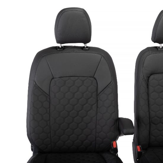 Picture of UK Custom Covers Ford Transit Custom Seat Covers Tailored Leatherette (2023+) - Honeycomb Stitch | SC1279B