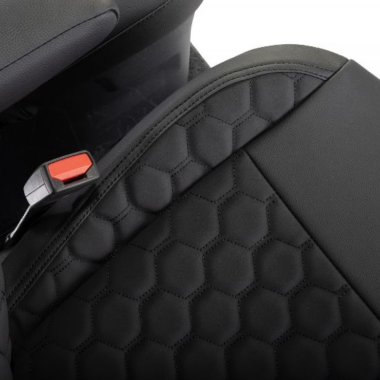 Picture of UK Custom Covers Ford Transit Custom Seat Covers Tailored Leatherette (2023+) - Honeycomb Stitch | SC1279B