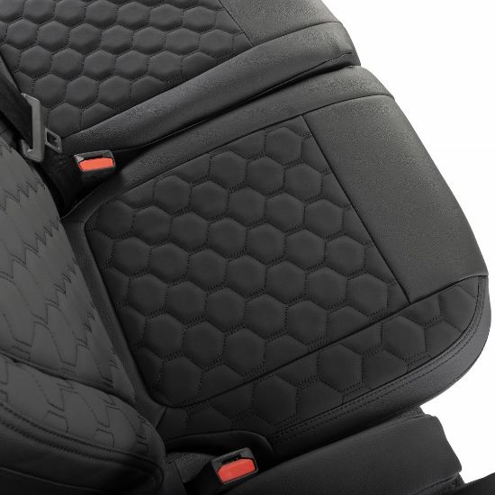 Picture of UK Custom Covers Ford Transit Custom Seat Covers Tailored Leatherette (2023+) - Honeycomb Stitch | SC1279B