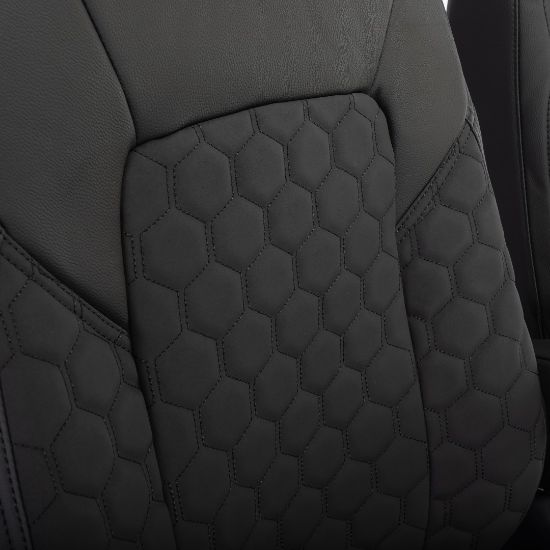 Picture of UK Custom Covers Ford Transit Custom Seat Covers Tailored Leatherette (2023+) - Honeycomb Stitch | SC1279B