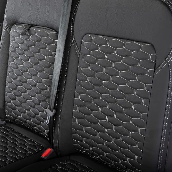 Picture of UK Custom Covers Ford Transit Custom Seat Covers Tailored Leatherette (2023+) - Hexagon | SC1280B