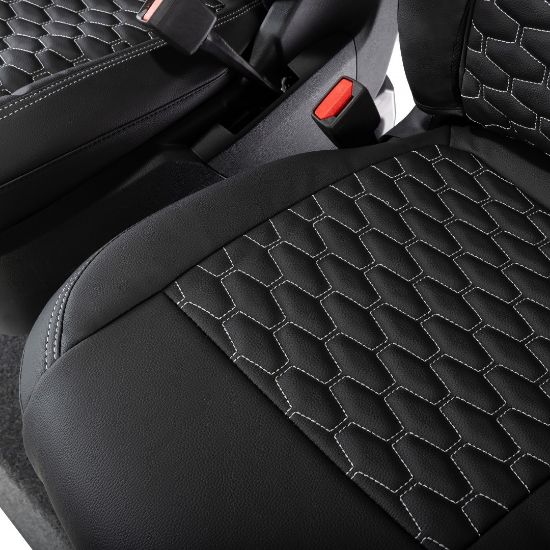 Picture of UK Custom Covers Ford Transit Custom Seat Covers Tailored Leatherette (2023+) - Hexagon | SC1280B