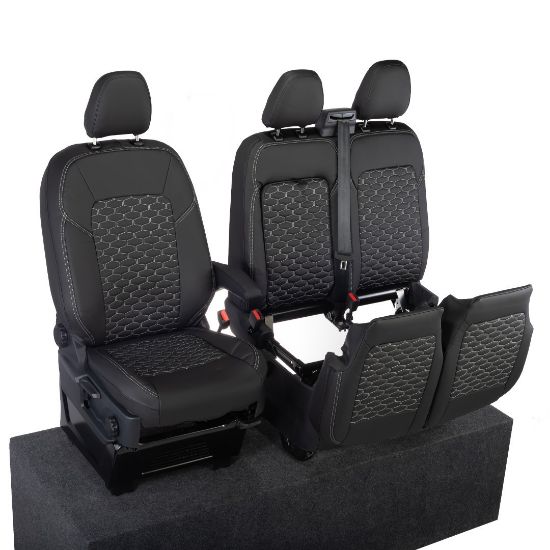 Picture of UK Custom Covers Ford Transit Custom Seat Covers Tailored Leatherette (2023+) - Hexagon | SC1280B