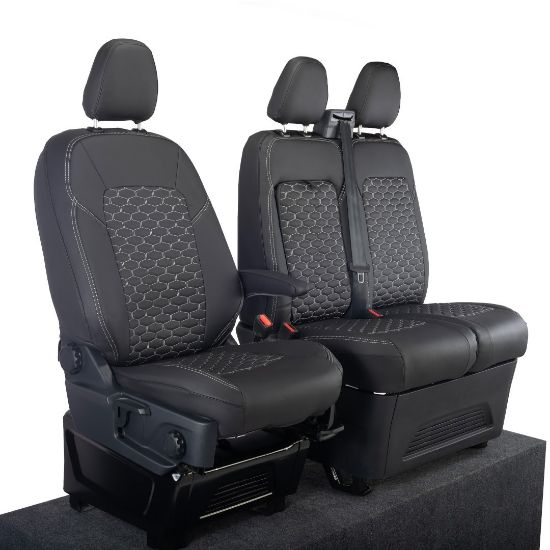 Picture of UK Custom Covers Ford Transit Custom Seat Covers Tailored Leatherette (2023+) - Hexagon | SC1280B