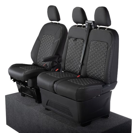 Picture of UK Custom Covers Ford Transit Custom Seat Covers Tailored Leatherette (2023+) - Hexagon | SC1280B