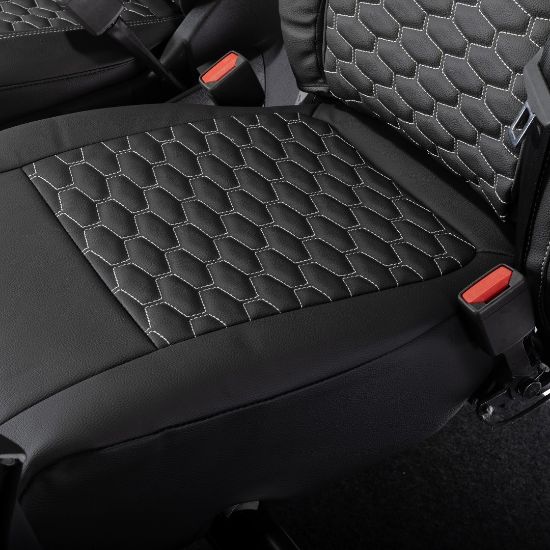 Picture of UK Custom Covers Ford Transit Custom Seat Covers Tailored Leatherette (2023+) - Hexagon | SC1280B