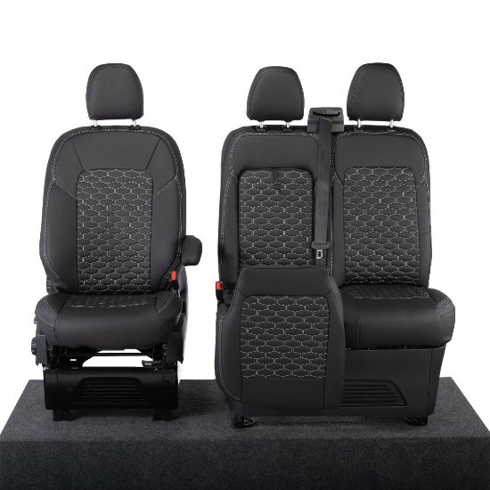 Picture of UK Custom Covers Ford Transit Custom Seat Covers Tailored Leatherette (2023+) - Hexagon | SC1280B