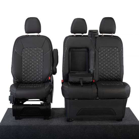 Picture of UK Custom Covers Ford Transit Custom Seat Covers Tailored Leatherette (2023+) - Hexagon | SC1280B
