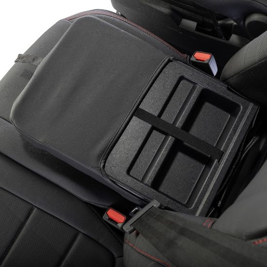 Picture of UK Custom Covers Ford Transit Custom Seat Covers Tailored Leatherette (2023+) - Block Stitch - Black & Red | SC1281B