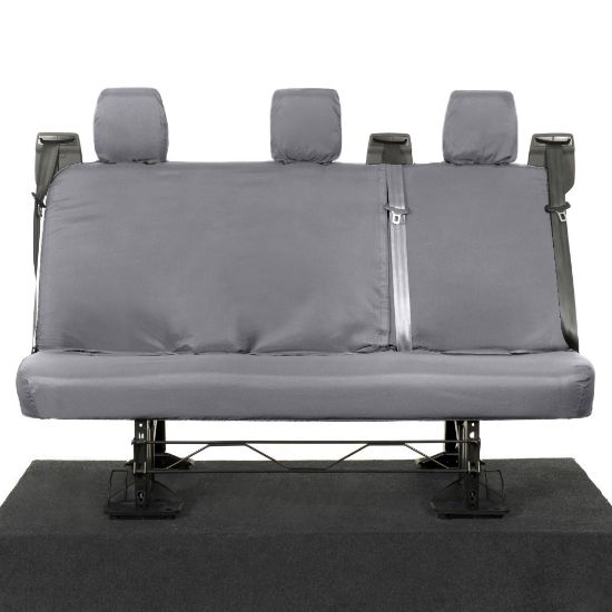 UK Custom Covers Ford Transit Custom Seat Covers Cotton-Backed PU (2013-2023) - Rear / Grey