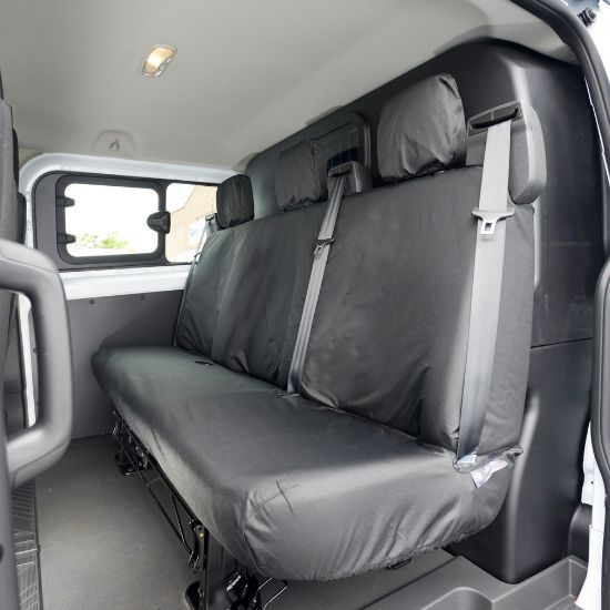 Picture of UK Custom Covers Ford Transit Custom Seat Covers Cotton-Backed PU (2013-2023) - Front & Rear (5 Seats) - Black | SC275B-131B
