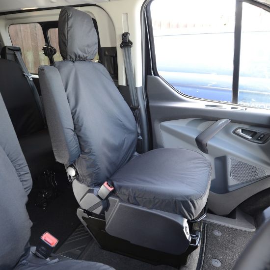 Picture of UK Custom Covers Ford Transit Custom Seat Covers Cotton-Backed PU (2013-2023) - Front & Rear (5 Seats) - Black | SC275B-131B