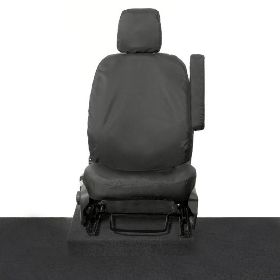Picture of UK Custom Covers Ford Transit Custom Seat Covers Cotton-Backed PU (2013-2023) - Driver Only / Black | SC307B