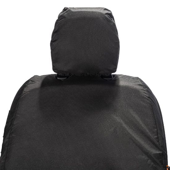 Picture of UK Custom Covers Ford Transit Custom Seat Covers Cotton-Backed PU (2023+) - Front (single/Double WITH pull Down Tray / Black | SC334B