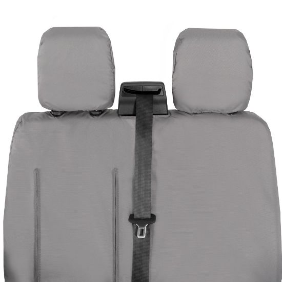 Picture of UK Custom Covers Ford Transit Custom Seat Covers Cotton-Backed PU (2023+) - Front (single/Double WITH pull Down Tray / Grey | SC334G