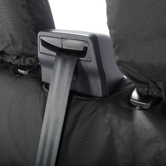 Picture of UK Custom Covers Ford Transit Custom Seat Covers Cotton-Backed PU (2023+) - Front (single/Double NO pull Down Tray / Black | SC335B