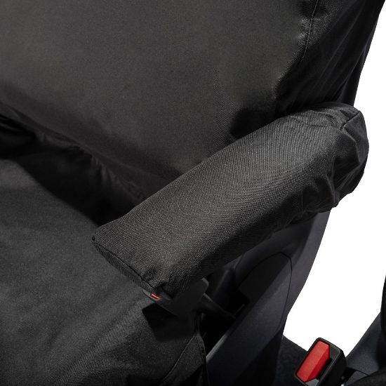 Picture of UK Custom Covers Ford Transit Custom Seat Covers Cotton-Backed PU (2023+) - Front (single/Double NO pull Down Tray / Black | SC335B