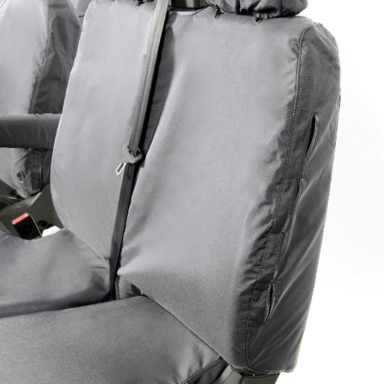 Picture of UK Custom Covers Ford Transit Custom Seat Covers Cotton-Backed PU (2013-2023) - Front (single/Double NO pull Down Tray / Grey | SC436G