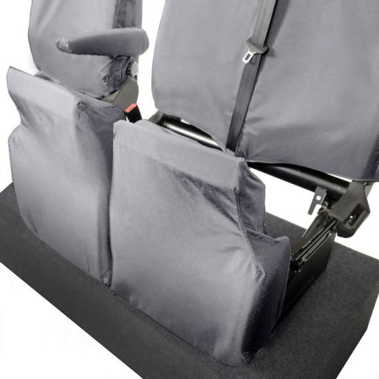 Picture of UK Custom Covers Ford Transit Custom Seat Covers Cotton-Backed PU (2013-2023) - Front & Rear (6 Seat With Front No Down Tray) - Grey | SC436G-131G