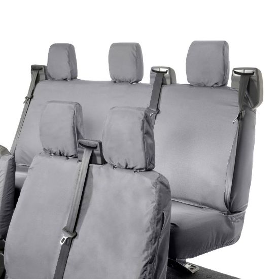 Picture of UK Custom Covers Ford Transit Custom Seat Covers Cotton-Backed PU (2013-2023) - Front & Rear (6 Seat With Front No Down Tray) - Grey | SC436G-131G