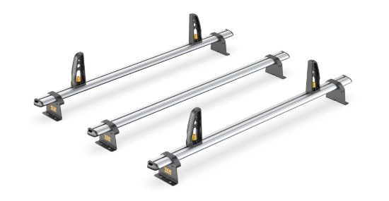 Picture of Van Guard ULTI Bar+ (Aluminium) - 3 Roof Bars for Volkswagen ID Buzz 2022-Onwards with Roller Bundle | L1 | H1 | Twin Rear Doors | VG347-3#VGR-15