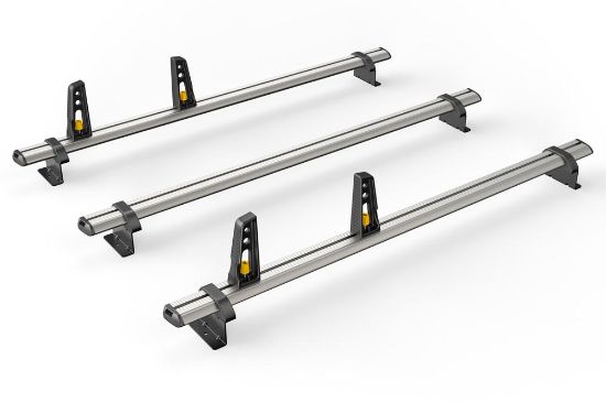 Picture of Van Guard ULTI Bar+ (Aluminium) - 3 Roof Bars for Volkswagen T7 Transporter 2024-Onwards with Roller Bundle | L2 | H1 | Tailgate | VG348-3-L2#VGR-10