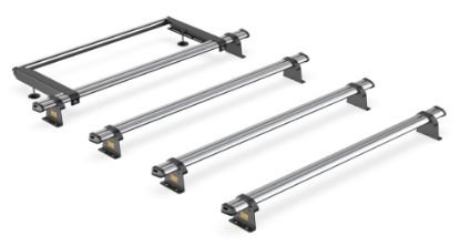 Van Guard ULTI Bar Trade (Steel) - 4 Roof Bars for Vauxhall Vivaro 2001-2014 with Roller Bundle | L1, L2 | H2 | Twin Rear Doors